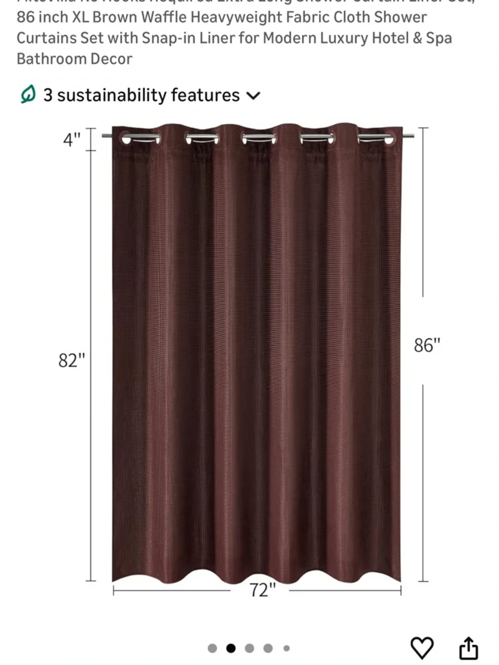 Brown Waffle Fabric Shower Curtain - Home Bath